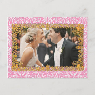 Fuchsia Pink Viktorianische Vintage Damaskus Postkarte