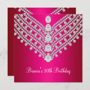 Fuchsia Pink White Diamond Jewel 30. Geburtstag Einladung