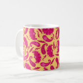 Fuchsia Pink Yellow Name Personalisiert Paisley Kaffeetasse (Vorderseite Links)