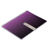 Fuchsia Polka Dot Elegant Modernes Schwarz Notizblock (Linke Seite)