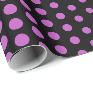 Fuchsia Polka Dot Modern Black Geschenkpapier