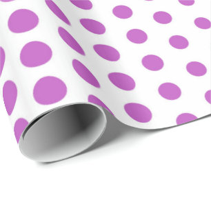 Fuchsia Polka Dot Modern Weiß Geschenkpapier
