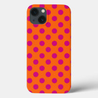 Fuchsia polka dots auf orange Case-Mate iPhone Fal