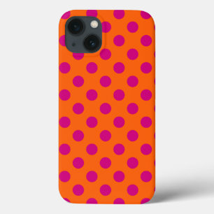 Fuchsia polka dots auf orange Case-Mate iPhone Fal Hülle