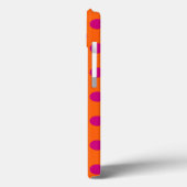 Fuchsia polka dots auf orange Case-Mate iPhone Fal Hülle (Rückseite / Links)
