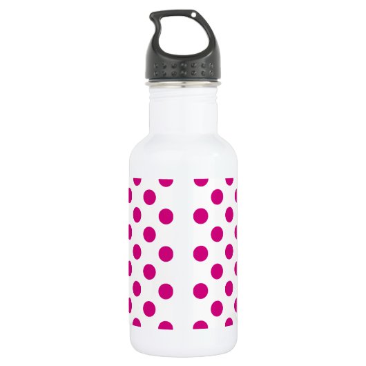 Fuchsia polka dots edelstahlflasche (Rückseite)