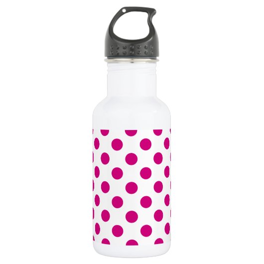 Fuchsia polka dots edelstahlflasche (Vorderseite)