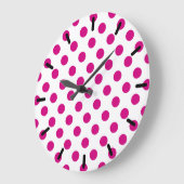 Fuchsia polka dots große wanduhr (Winkel)