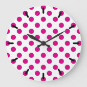 Fuchsia polka dots große wanduhr (Vorderseite)