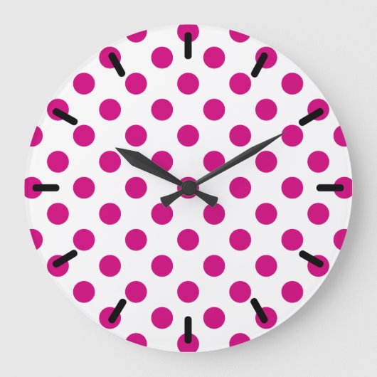 Fuchsia polka dots große wanduhr (Vorderseite)