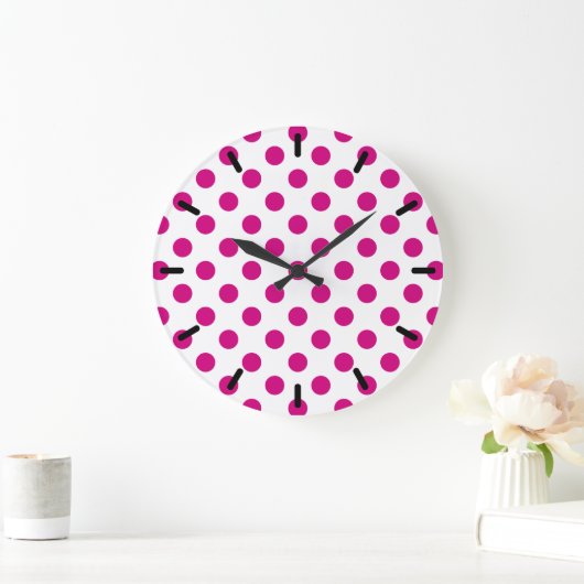 Fuchsia polka dots große wanduhr (Zuhause)