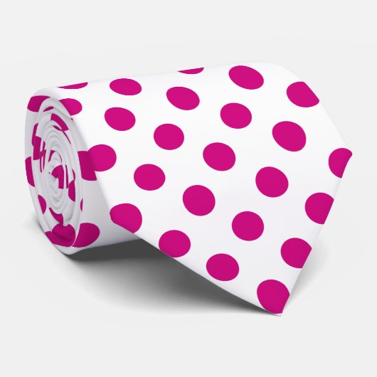 Fuchsia polka dots krawatte (Gerollt)