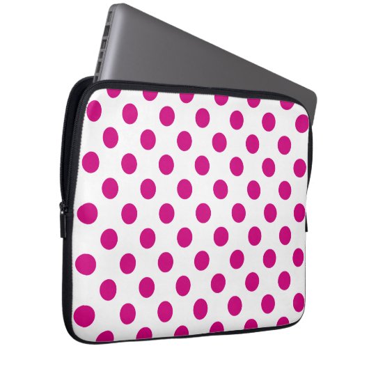 Fuchsia polka dots laptopschutzhülle (Vorne Rechts)