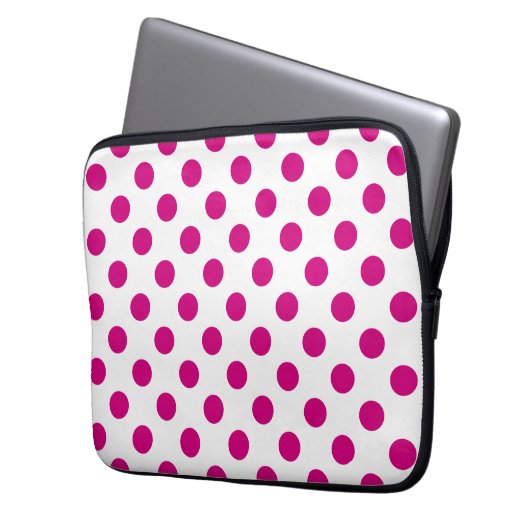 Fuchsia polka dots laptopschutzhülle (Vorderseite Links)
