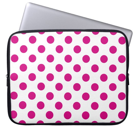 Fuchsia polka dots laptopschutzhülle (Vorderseite)