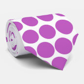 Fuchsia Polka Dots Modern White Krawatte (Gerollt)