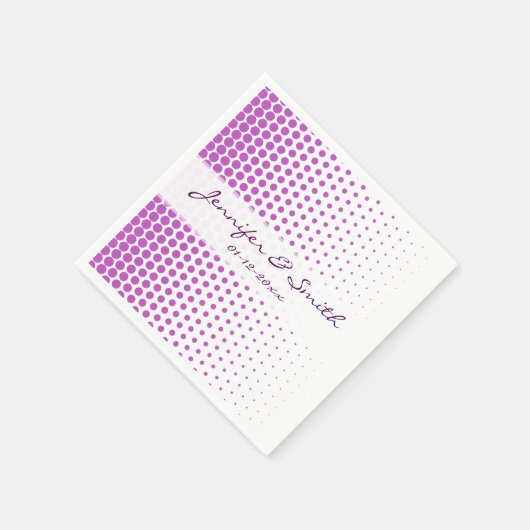 Fuchsia Polka Dots Modern White Serviette (Ecke)