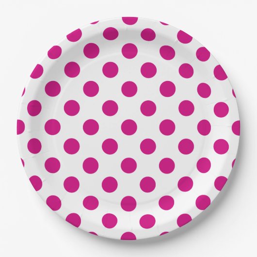 Fuchsia polka dots pappteller (Vorderseite)