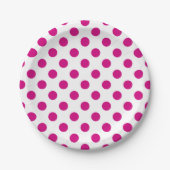 Fuchsia polka dots pappteller (Vorderseite)