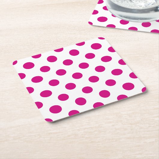 Fuchsia polka dots rechteckiger pappuntersetzer (angewinkelt)