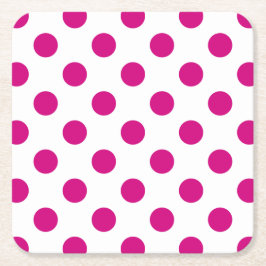 Fuchsia polka dots rechteckiger pappuntersetzer