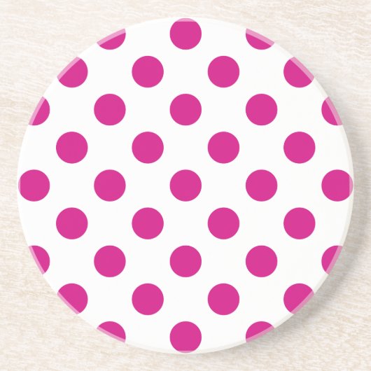 Fuchsia polka dots sandstein untersetzer (Vorne)