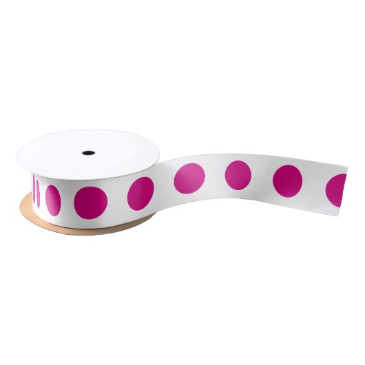 Fuchsia polka dots satinband (Spule)