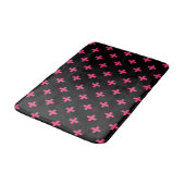 Fuchsia polka kreuzt schwarz badematte (Schrägansicht)