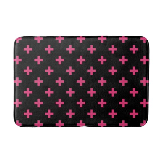 Fuchsia polka kreuzt schwarz badematte (Vorderseite)