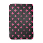 Fuchsia polka kreuzt schwarz badematte (Vorderseite Vertikal)
