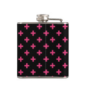 Fuchsia polka kreuzt schwarz flachmann (Rückseite)