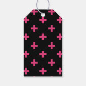 Fuchsia polka kreuzt schwarz geschenkanhänger (Vorderseite)