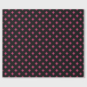 Fuchsia polka kreuzt schwarz geschenkpapier (Flach)