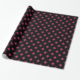 Fuchsia polka kreuzt schwarz geschenkpapier