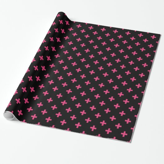 Fuchsia polka kreuzt schwarz geschenkpapier (Ungerollt)