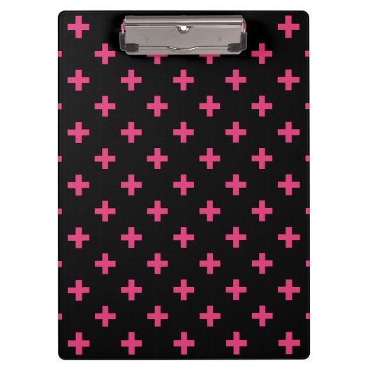 Fuchsia polka kreuzt schwarz klemmbrett (Vorderseite)