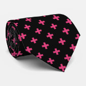 Fuchsia polka kreuzt schwarz krawatte (Gerollt)