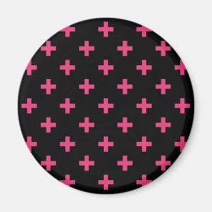 Fuchsia polka kreuzt schwarz magnet