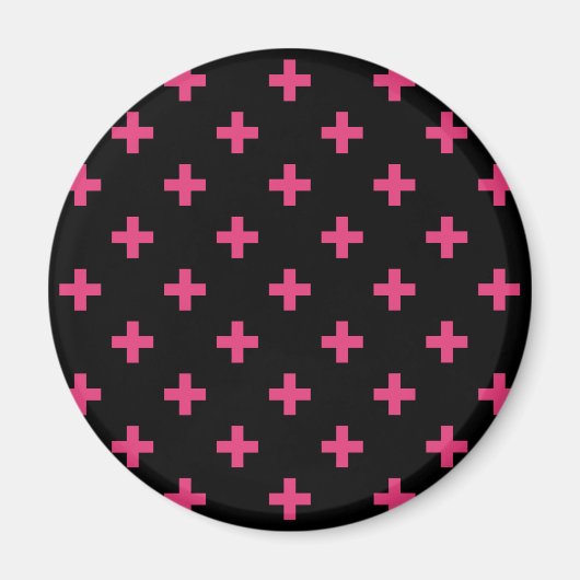 Fuchsia polka kreuzt schwarz magnet (Vorne)