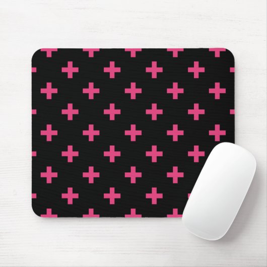 Fuchsia polka kreuzt schwarz mousepad (Mit Mouse)