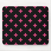 Fuchsia polka kreuzt schwarz mousepad (Vorne)