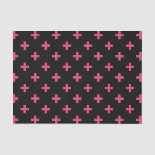 Fuchsia polka kreuzt schwarz seidenpapier (Vorderseite)