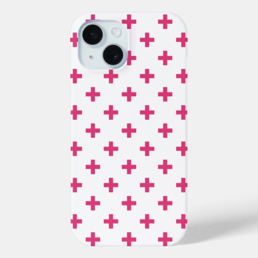 Fuchsia polka kreuzt weiß Case-Mate iPhone hülle (Rückseite)