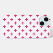 Fuchsia polka kreuzt weiß Case-Mate iPhone hülle (Rückseite (Horizontal))