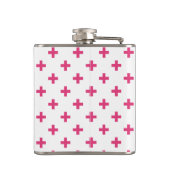 Fuchsia polka kreuzt weiß flachmann (Rückseite)