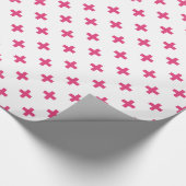 Fuchsia polka kreuzt weiß geschenkpapier (Ecke)