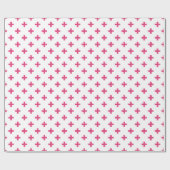 Fuchsia polka kreuzt weiß geschenkpapier (Flach)