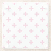 Fuchsia polka kreuzt weiß glasuntersetzer (Rückseite)