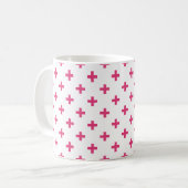 Fuchsia polka kreuzt weiß kaffeetasse (Vorderseite Links)