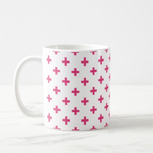 Fuchsia polka kreuzt weiß kaffeetasse (Links)